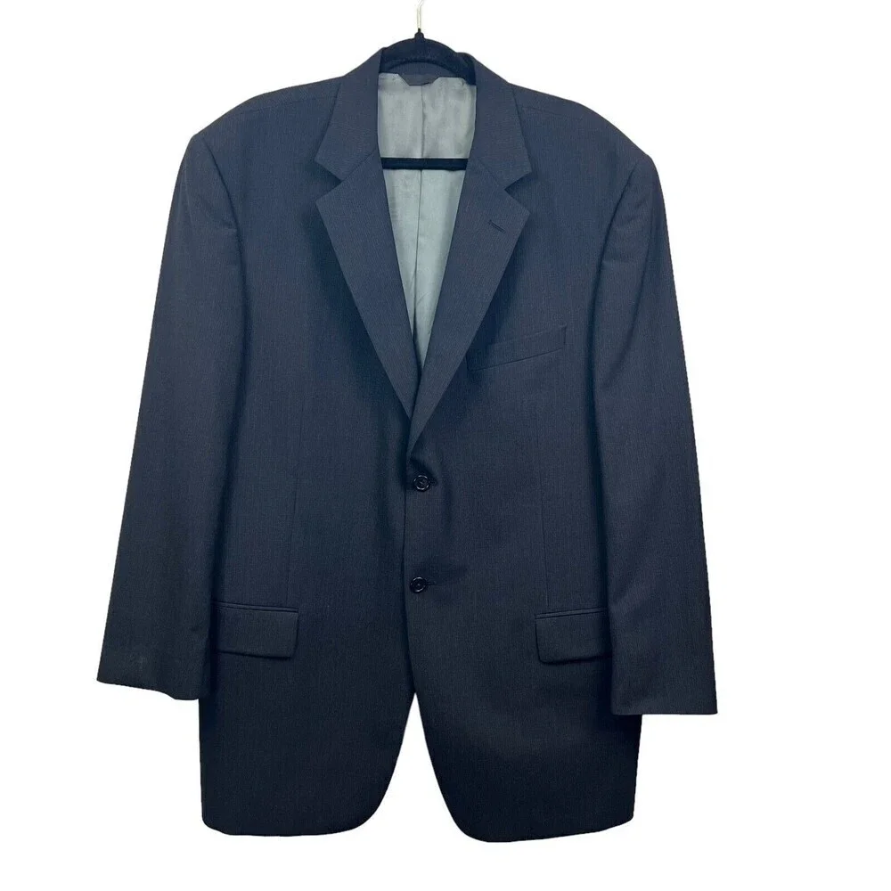 Yve St Germain Savona Suit Blazer Men Worsted Wool 2 Button Lined Black Size 46L